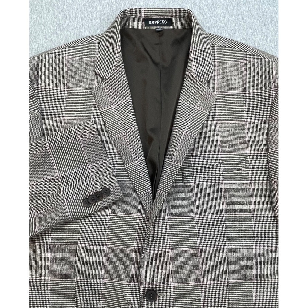 Express Blazer Mens 44R Plaid 2-Button Single Breast Slim Fit